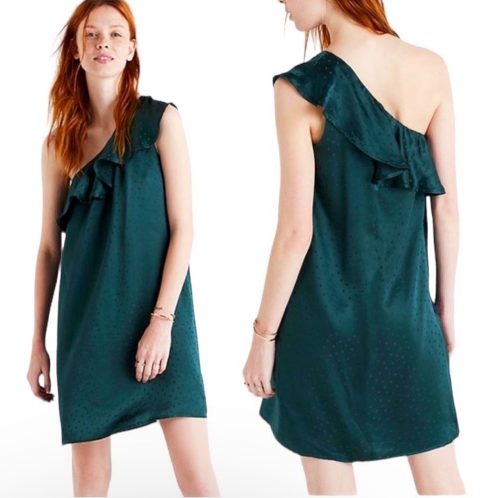 Madewell Dress Silk Dancefloor One-Shoulder Dress- 100% Silk